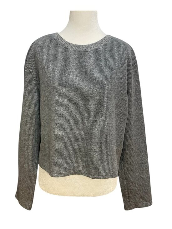 Sweaters - Gray Cropped Knit Sweater